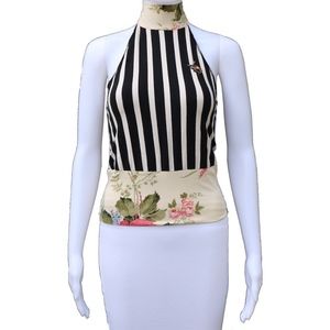 FORNARINA BLACK WHITE STRIPE HALTER